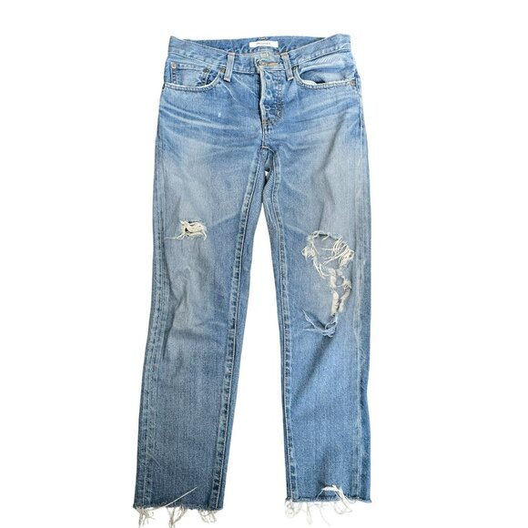 Moussy Vintage Distressed Light Wash Straight-Leg Womens Jeans Size 24 JJ4119 - Picture 2 of 7